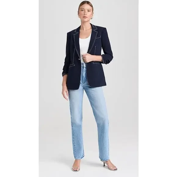 CINQ A SEPT Navy Crepe Khloe Blazer - Picture 4 of 13